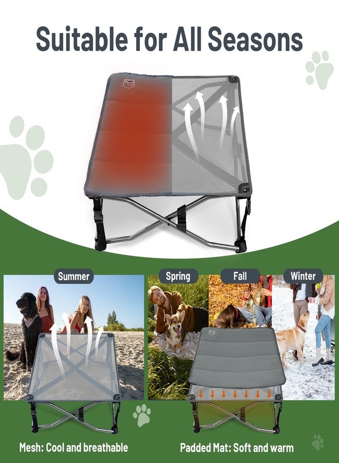 Timber Ridge Small Elevated Dog Bed, 3-in-1 Portable, Folding, and Raised with Removable Pad Mat, Cooling Design for Indoor and Outdoor Use, Grey - Image 4